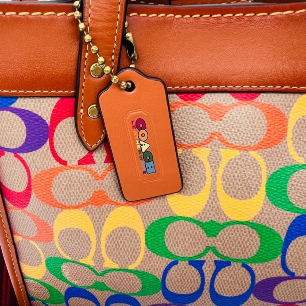 Coach Bags Field Tote 22 Rainbow Signature Canvas Pride Collection - Picture 12 of 15
